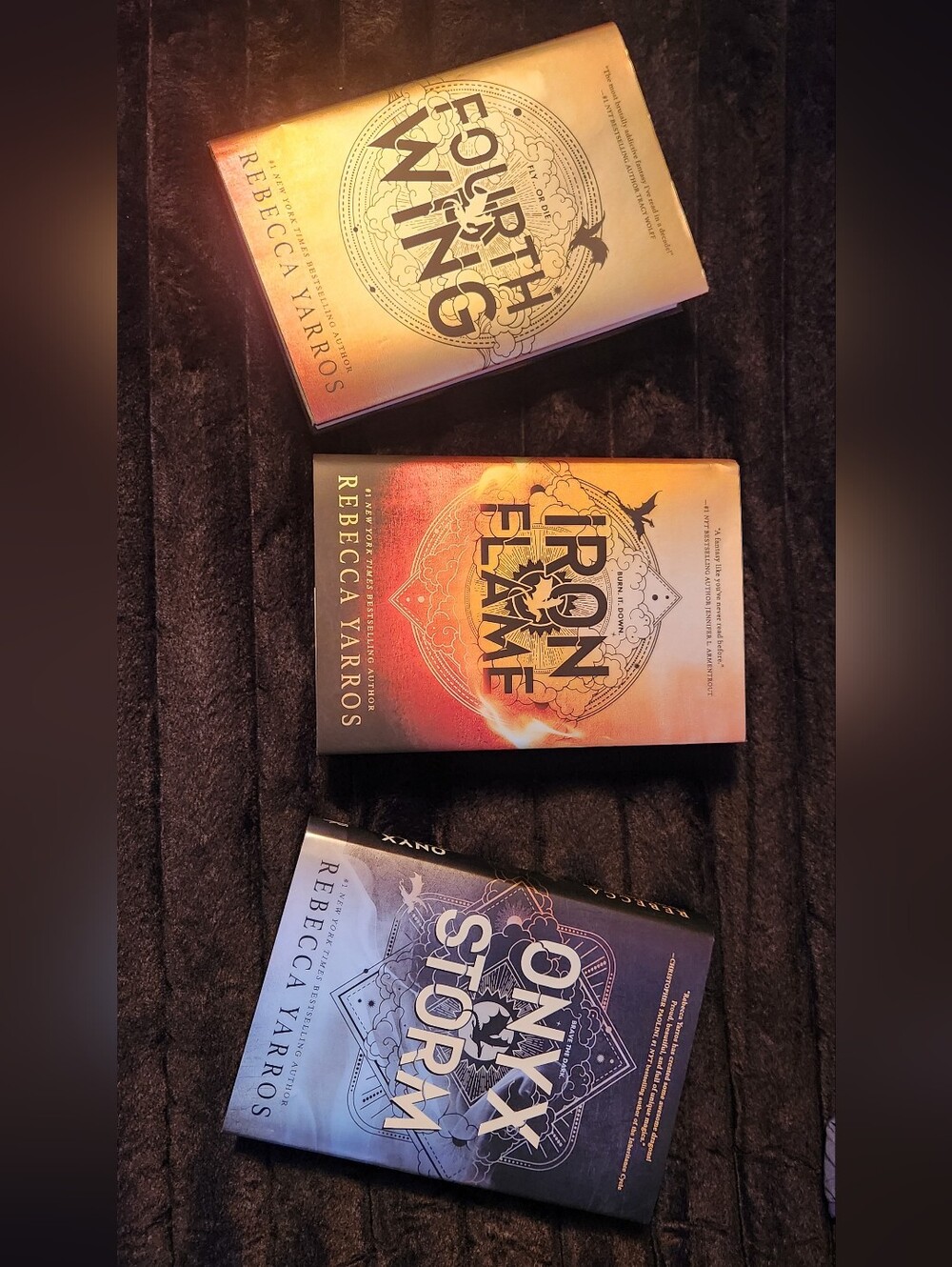 Rebecca Yarros Hardback Fantasy Trio — Onyx Storm, Iron Flame, Fourth Wing
